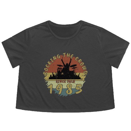 40th Birthday Rocking the crowd DRM 07/1985 Flowy Cropped Tees