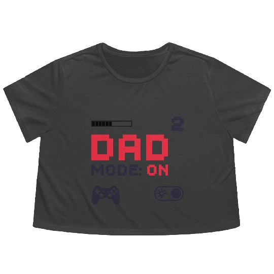 Dad Mode On Retro Gamer Dad Pixel Art Design Flowy Cropped Tees