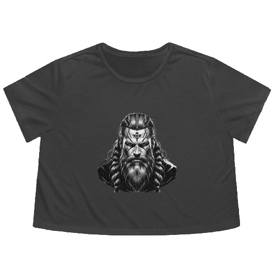 Viking Warrior Man Odin Thor Norman Walhalla Flowy Cropped Tees