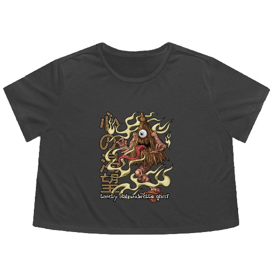Lonely Umbrella Ghost – Japanese Yokai Spirit Styl Flowy Cropped Tees