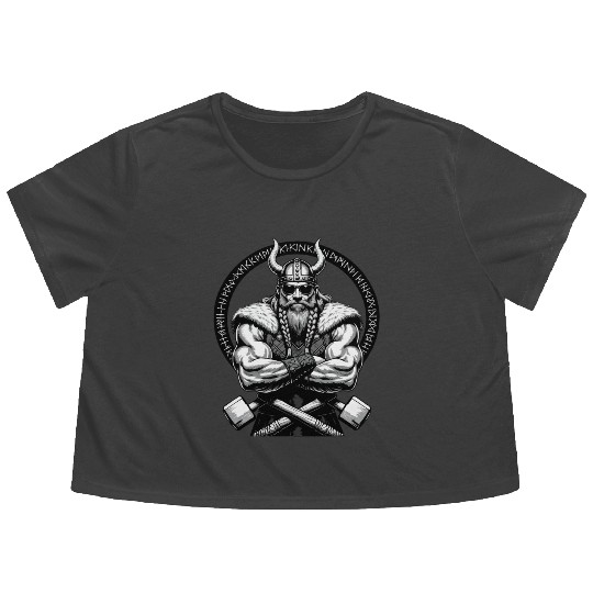 Viking Warrior Man Odin Thor Norman Walhalla Flowy Cropped Tees