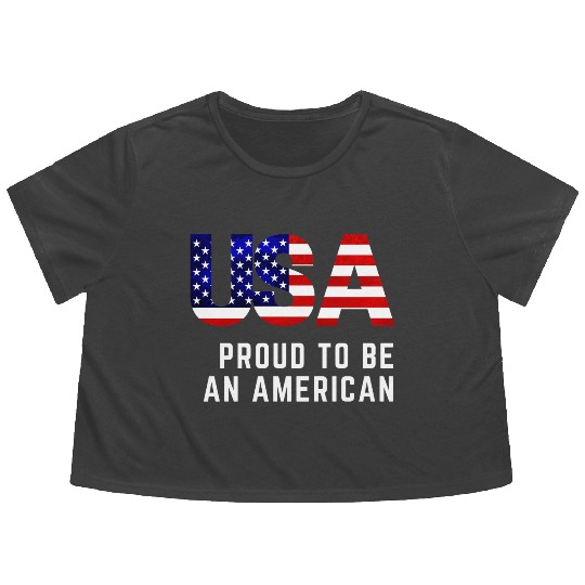 Proud to be an American Flowy Cropped Tees