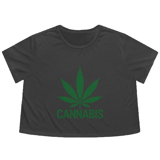 Cannabis Hemp Leaf Statement Green Look Flowy Cropped Tees