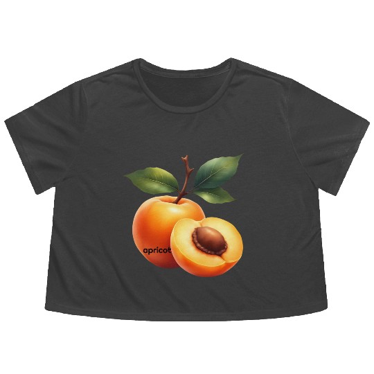 Apricot branch with green leaves Flowy Cropped Tees