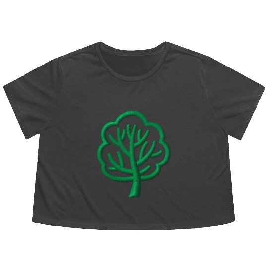 Tree embroidered Flowy Cropped Tees