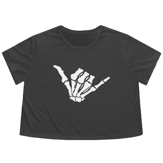 Skeleton Shaka Hand – Bone Hang Loose Flowy Cropped Tees