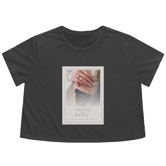 Light Pink Elegant and Minimal Wedding Invitati Flowy Cropped Tees