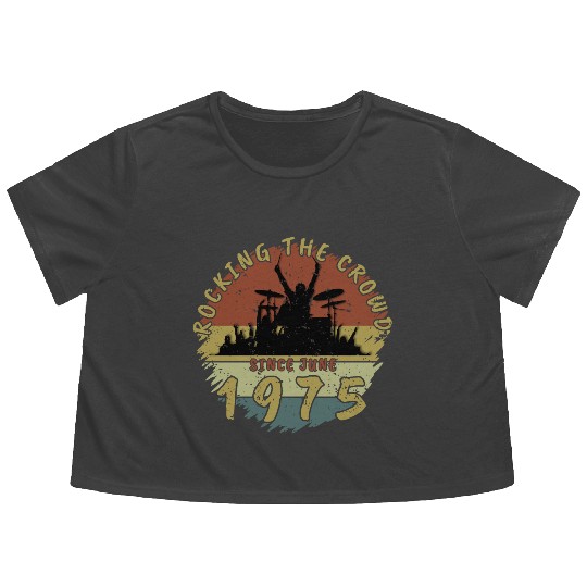 50th Birthday Rocking the crowd DRM 06/1975 Flowy Cropped Tees