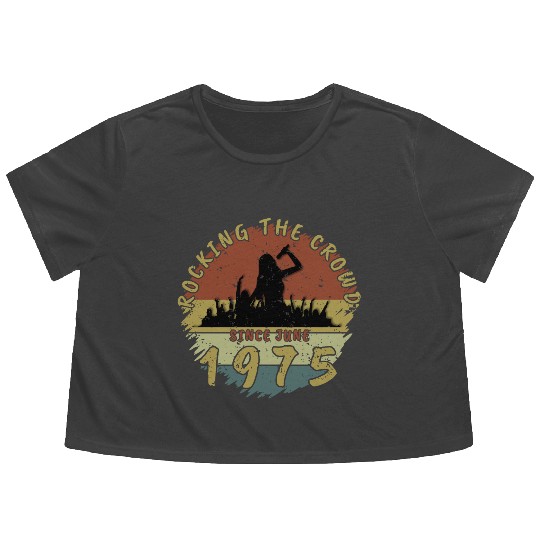 50th Birthday Rocking the crowd SNG 06/1975 Flowy Cropped Tees