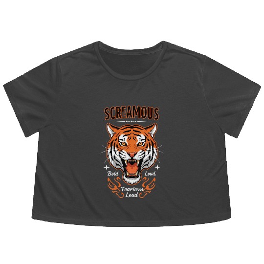 Bold, fearless, and loud tiger design Flowy Cropped Tees