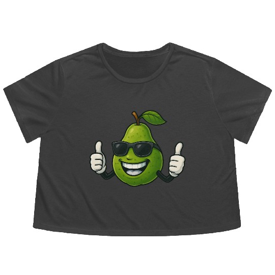 Cute cartoon pear guava fruit summer joy Flowy Cropped Tees