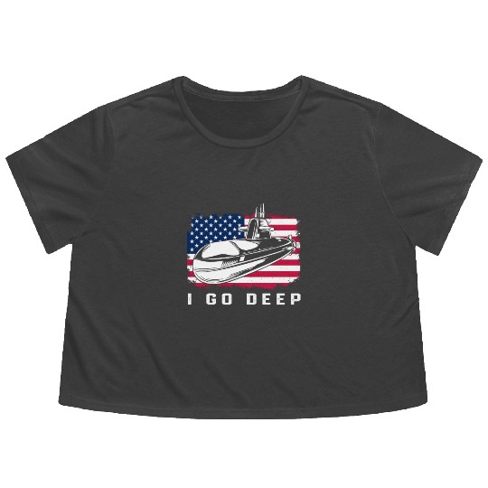 Patriotic American Submarine Veteran Flowy Cropped Tees