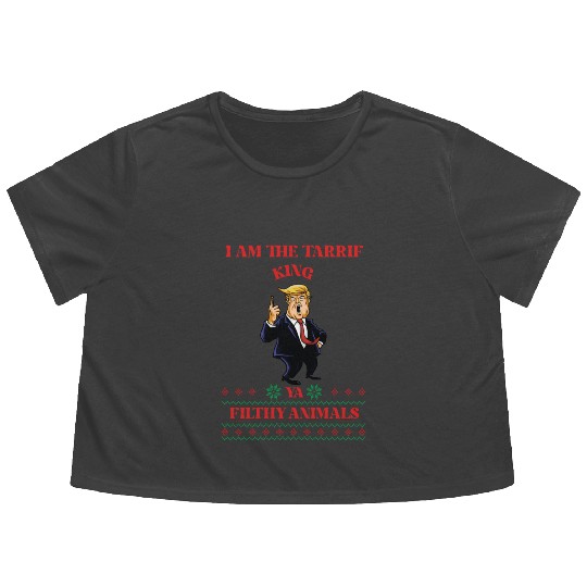 I AM THE TARIFF KING YA FILTHY ANIMALS Flowy Cropped Tees