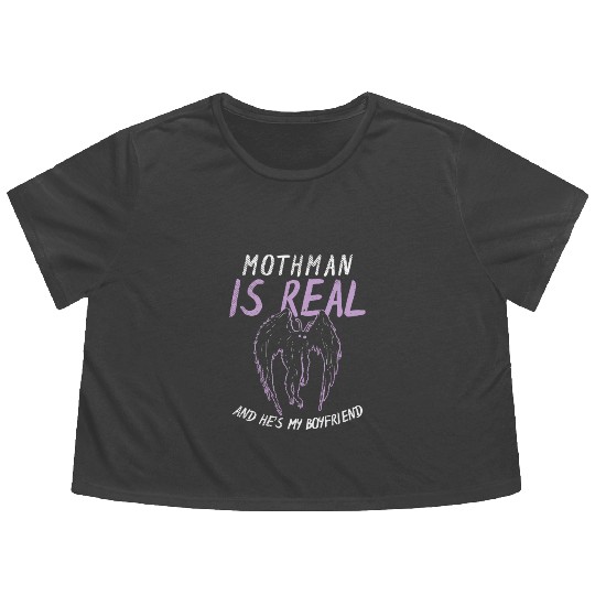 Mothman Is My Boyfriend For Cryptid Lover Flowy Cropped Tees
