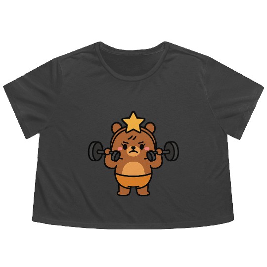 Built Different Bear Quirky Workout Character Flowy Cropped Tees