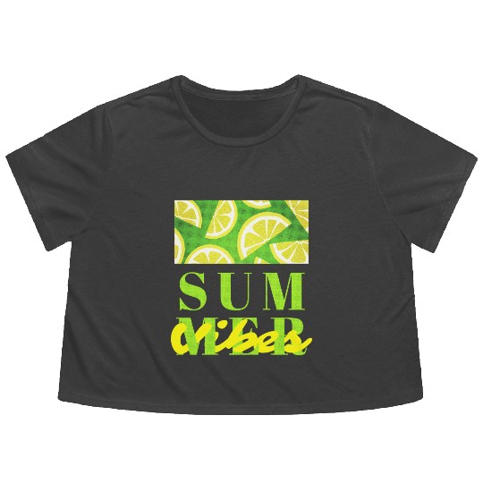 Lemon Fresh Summer Mood – Minimalist Citrus Art Flowy Cropped Tees