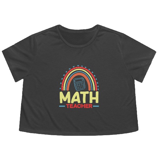 Math Teacher Rainbow Graphic Art Flowy Cropped Tees