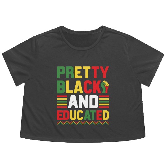 Pretty Black And Educated Juneteenth Flowy Cropped Tees