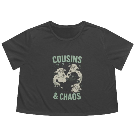 Funny Black Sheep Cousin Quirky Family Outcast Flowy Cropped Tees