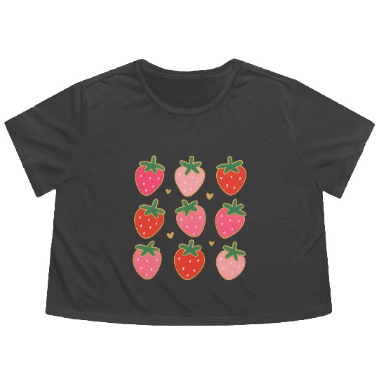 Strawberry Coquette Summer Vacation Flowy Cropped Tees