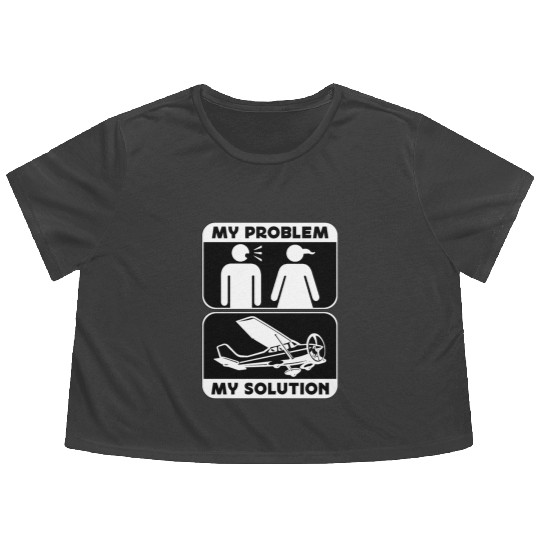 Aerobatic Pilot My Problem My Pictogram Mom Dad Flowy Cropped Tees