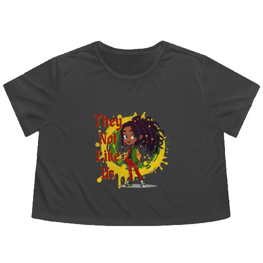 They Not Like Us Black History Melanin African Flowy Cropped Tees