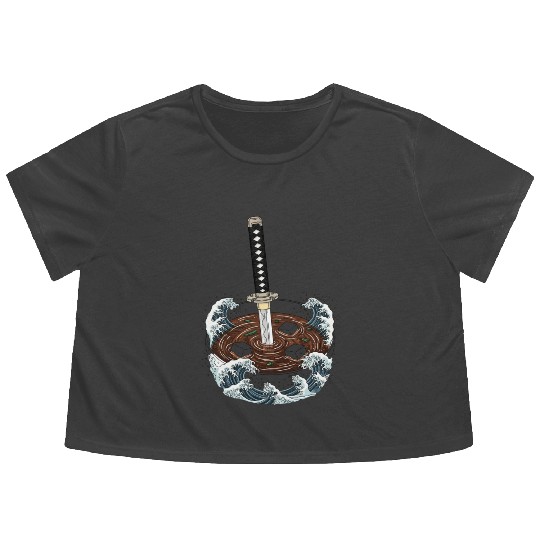 Katana Miso Bowl: Samurai Soup Flowy Cropped Tees
