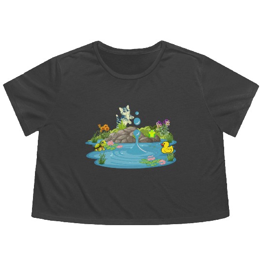 Life & Nature (At the pond) Flowy Cropped Tees