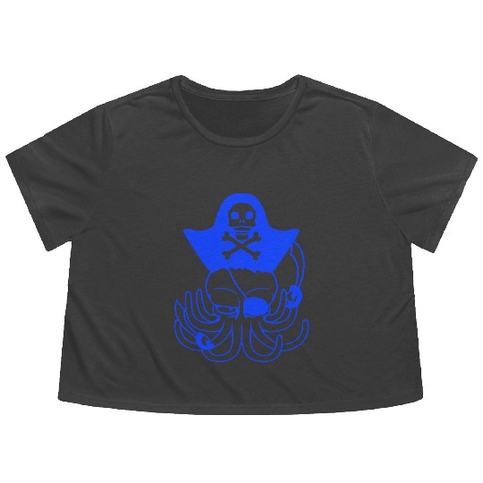 Octopus pirate crew captain sailor buccaneer sail Flowy Cropped Tees
