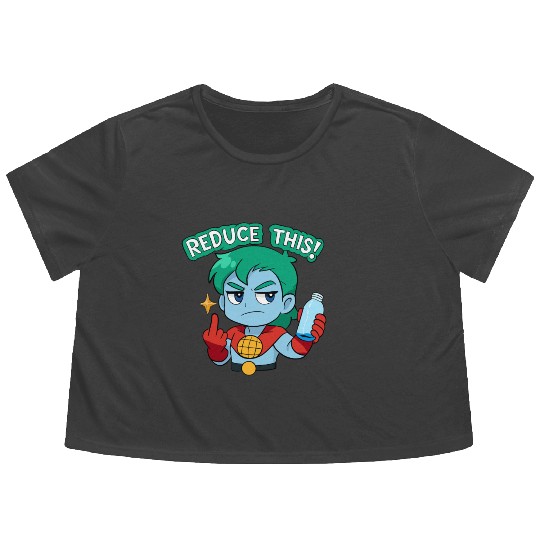 Chibi Style Captain Planet Reduce This!Design Flowy Cropped Tees