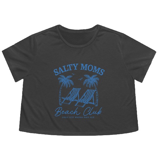 Beach Vacation Salty Moms Beach Flowy Cropped Tees
