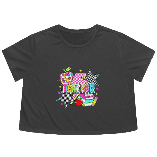 Retro Teacher Preppy Teacher Flowy Cropped Tees