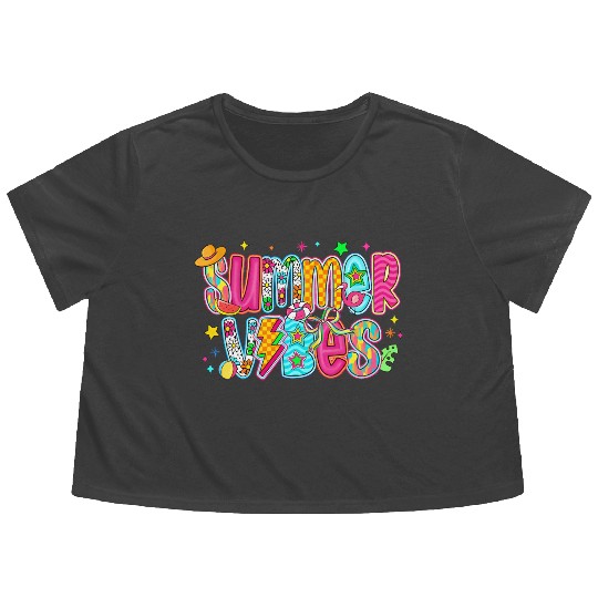 Neon Summer Vibes Flowy Cropped Tees