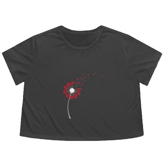 Cute Dandelion Heart Flower Floral Wildflower Flowy Cropped Tees