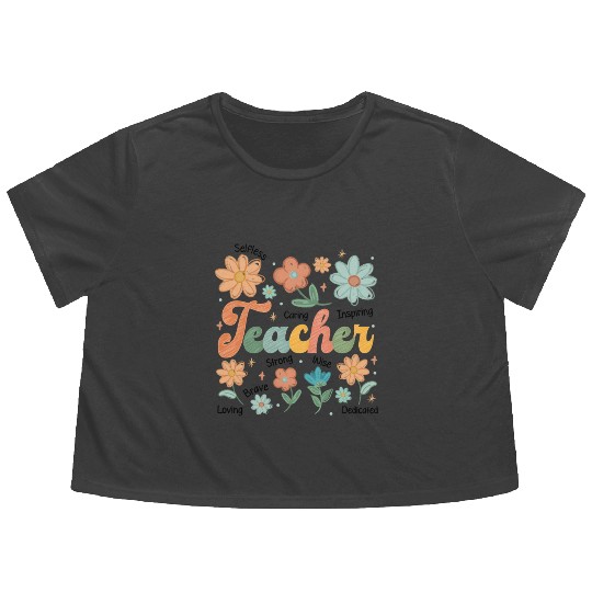 Teacher Wildflower Floral Teacher Flowy Cropped Tees