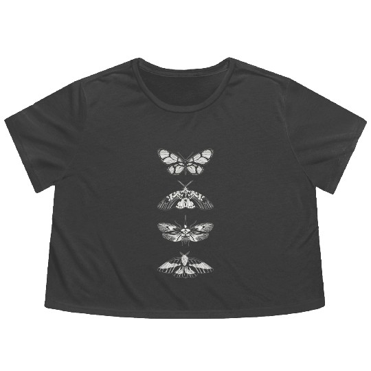 Black Butterfly Bold Leap Flowy Cropped Tees