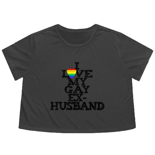 Rainbow Heart I Love My Gay Ex-Husband LGBTQ+ Ally Flowy Cropped Tees