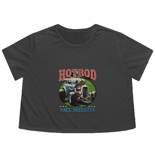 Hot Rod Monster Retro Race Flowy Cropped Tees