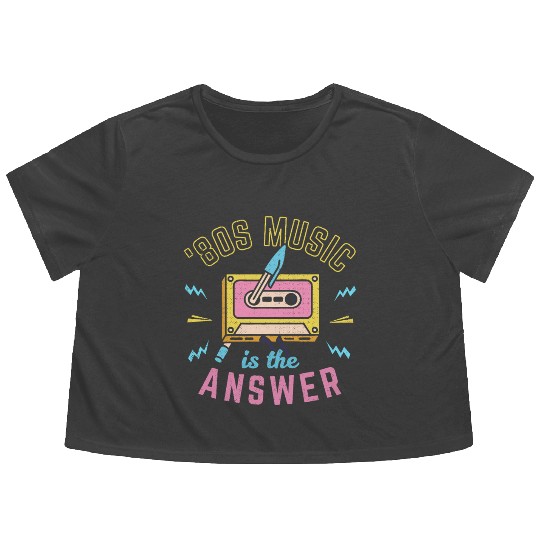 80s Music Is The Answer Flowy Cropped Tees