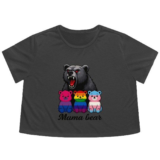 Mama Bear Pride Cubs Flowy Cropped Tees