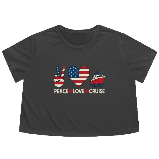 Peace Love Cruise USA Vacation Vibes Flowy Cropped Tees