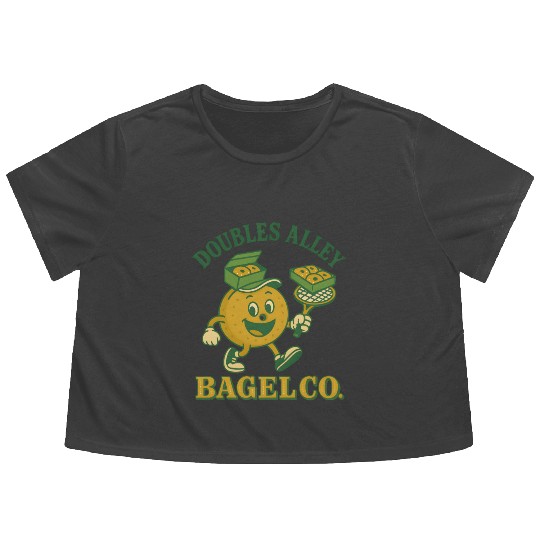 Funny Tennis Humor Flowy Cropped Tees - Doubles Alley Bagel Co.