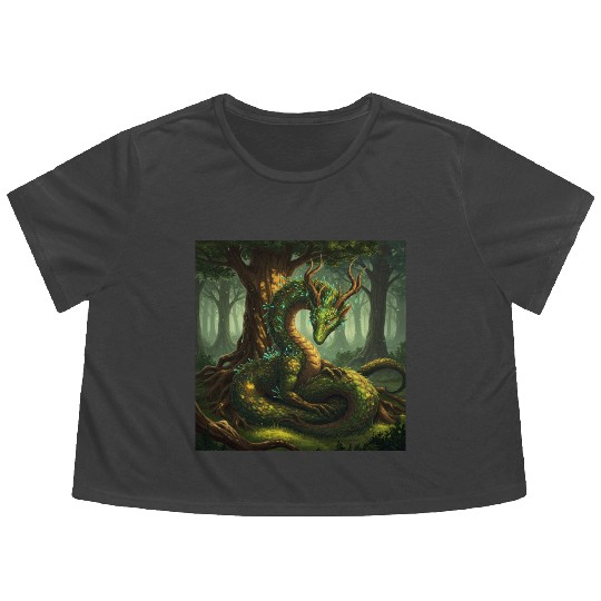 Enchanted Forest Serpent Design Flowy Cropped Tees