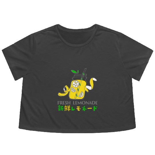 Fresh Lemonade Jar Whimsical Flowy Cropped Tees