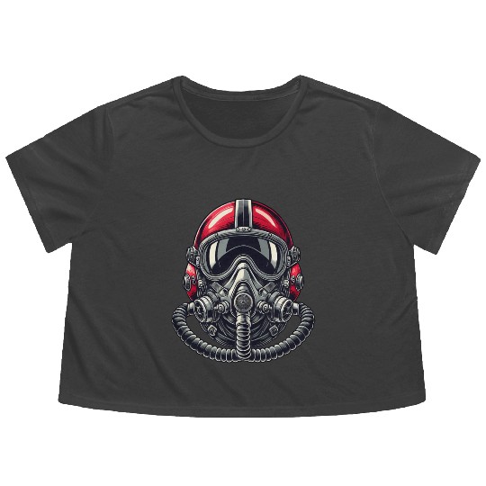 Pilots Helmet Design Flowy Cropped Tees