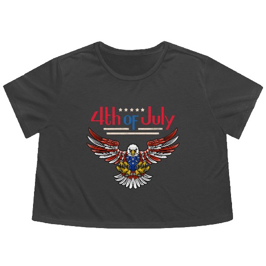 4th of July Patriotic Eagle USA Pride Art Flowy Cropped Tees