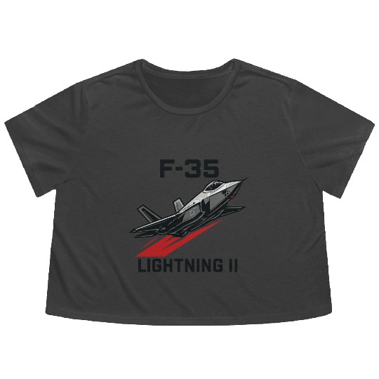 F-35 Lightning II Stealth Fighter Jet Art Flowy Cropped Tees