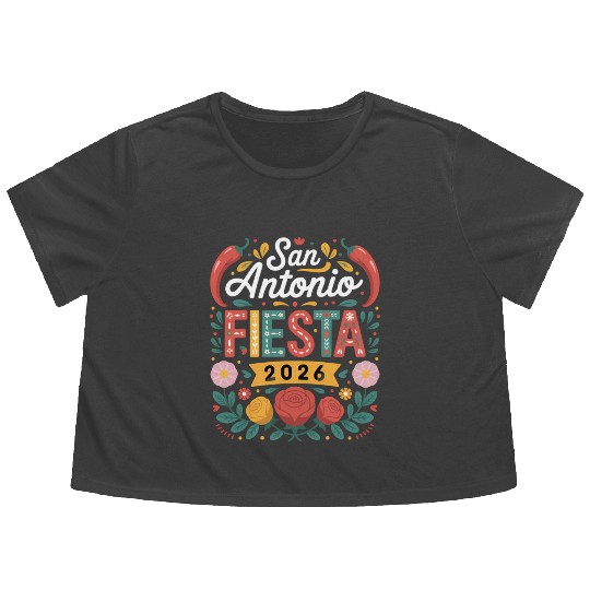 San Antonio 2026 Fiesta Cinco De Mayo Texas Flowy Cropped Tees