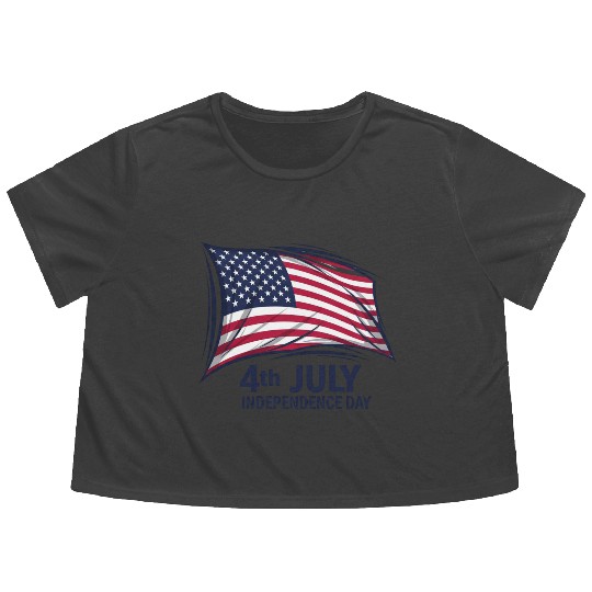 US flag independence day Flowy Cropped Tees