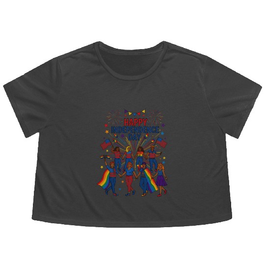 lgbt happy independence day Flowy Cropped Tees